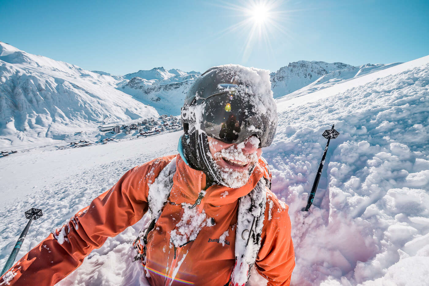 Freeriden mit dem Kopf voller Schnee in Tignes
