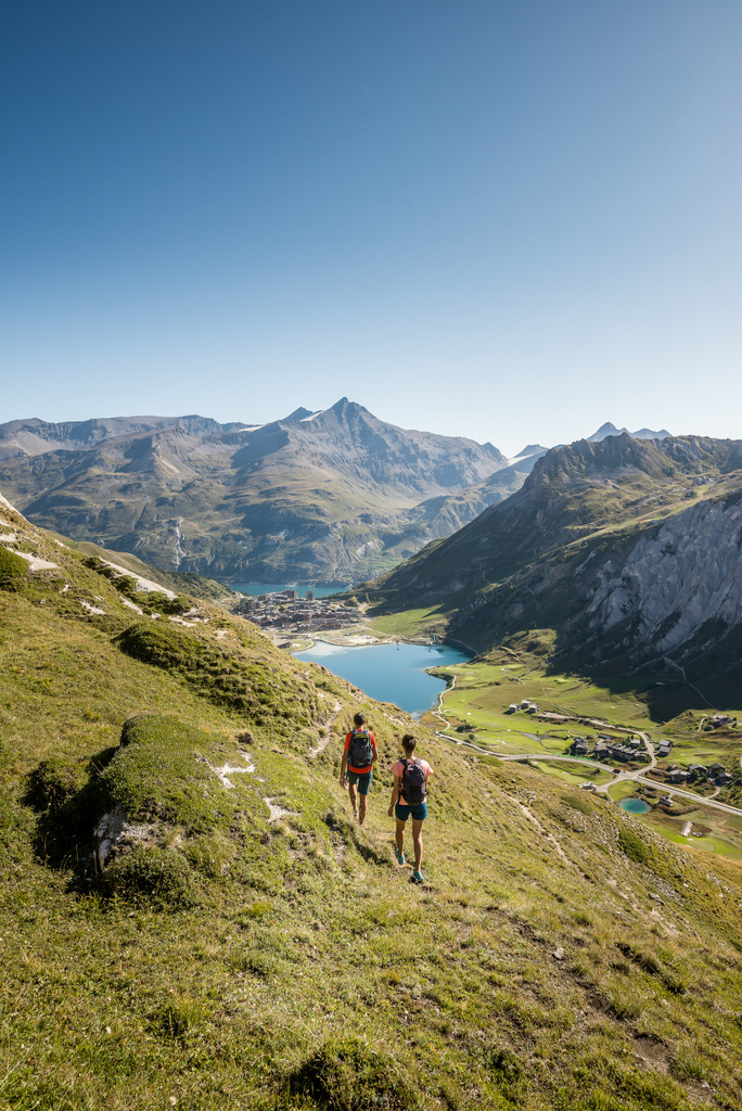 Wanderer in Tignes im Sommer