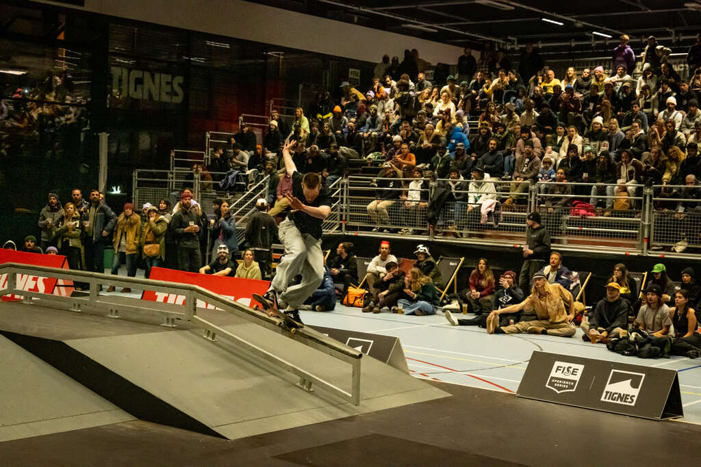 Skater im Skatepark von Tignespace anlässlich der FISE Xperience Series in Tignes