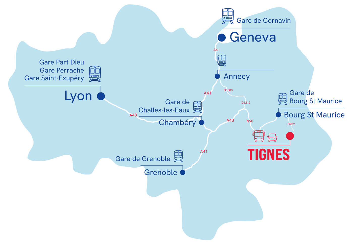 Carte AURA - Venir à Tignes