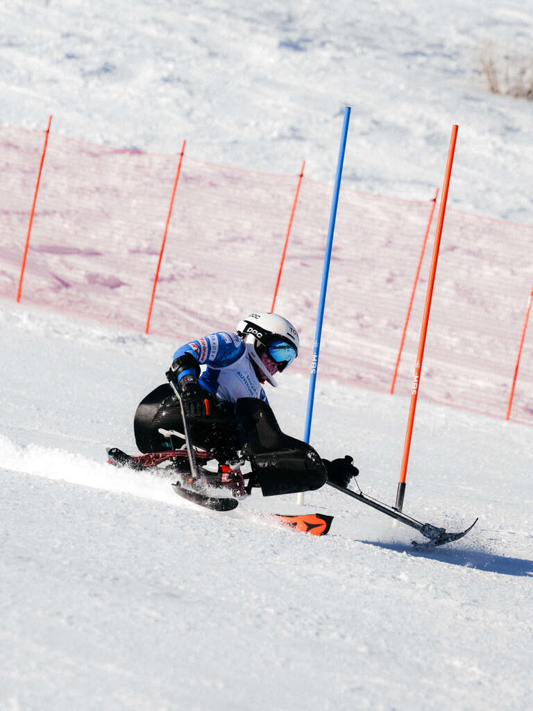 Rollstuhlskifahrer bei einem Wettbewerb in Tignes