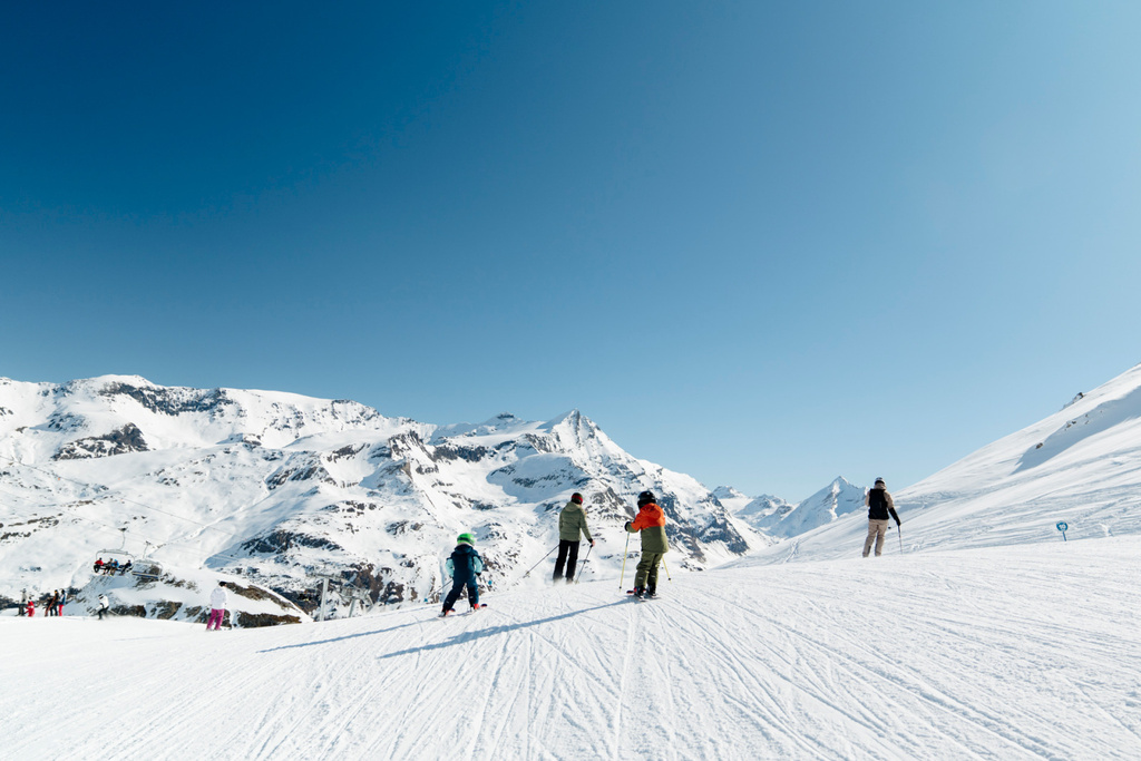 Skiers in the Tignes ski area