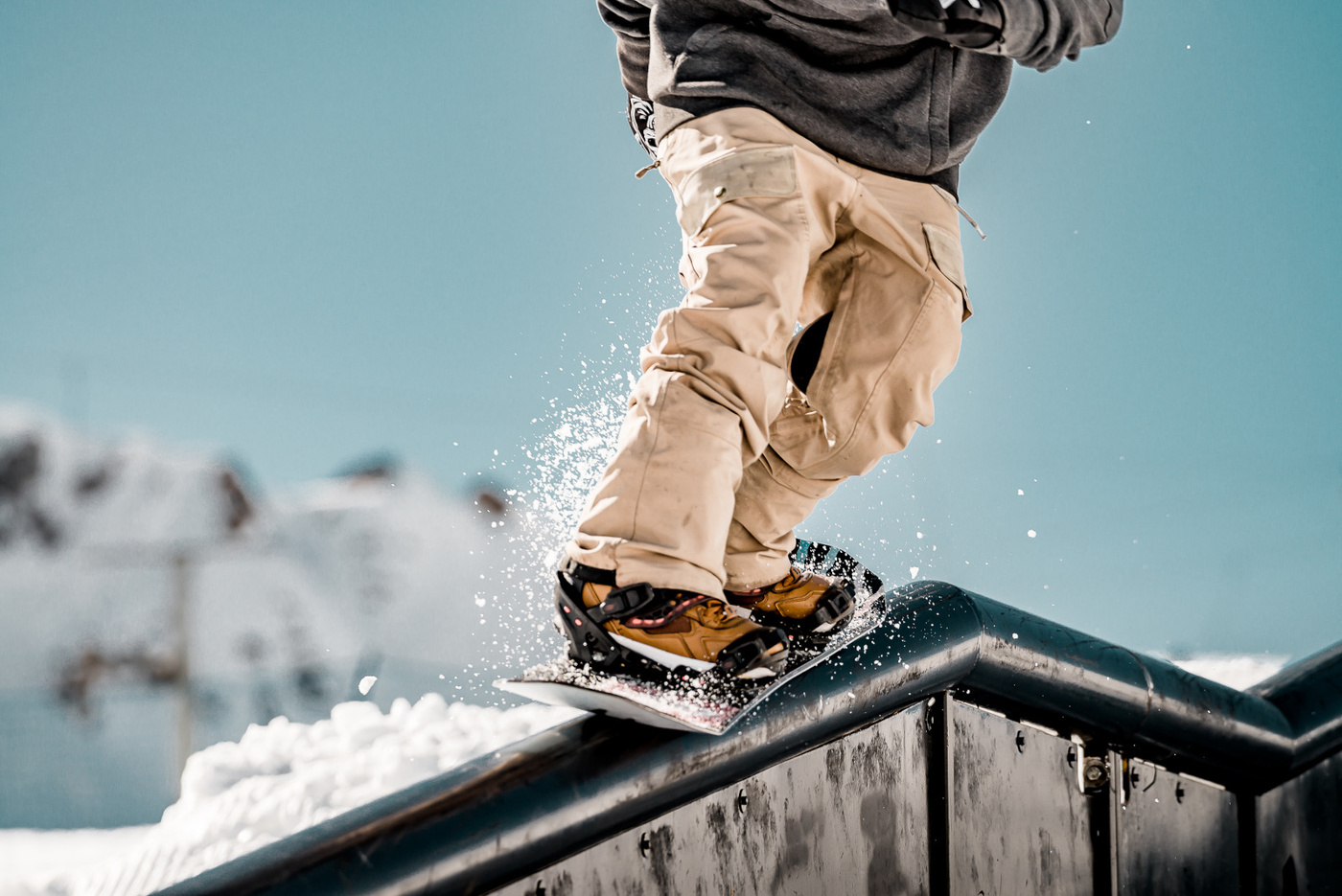 Snowboarden im Snowpark von Tignes