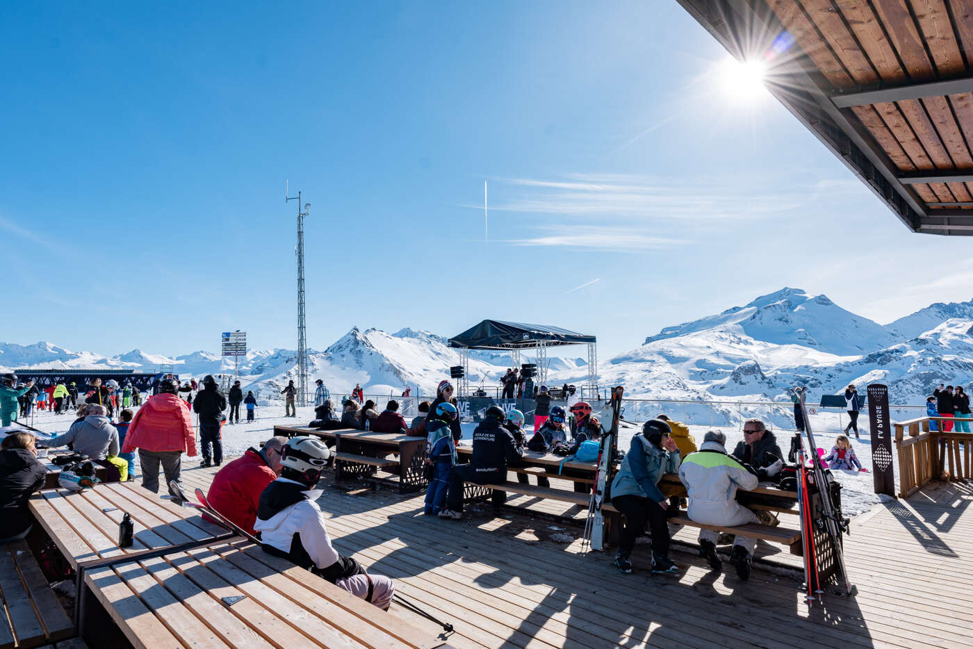 Terrasse d'altitude en haut de Tovière à Tignes