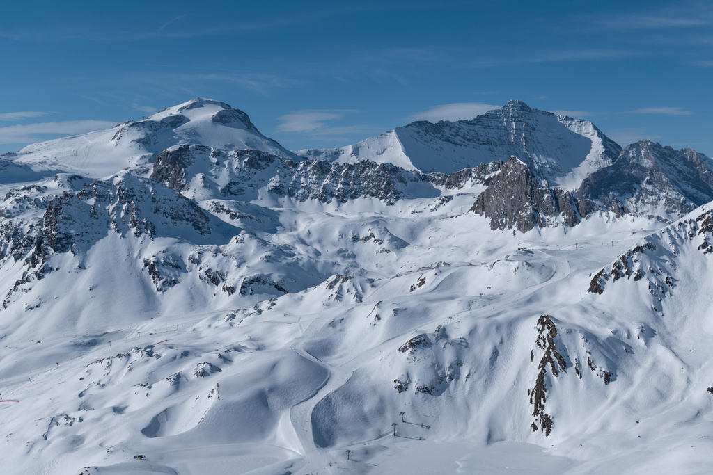 Grande Motte et Grande Casse sur le domaine de Tignes vue du ciel